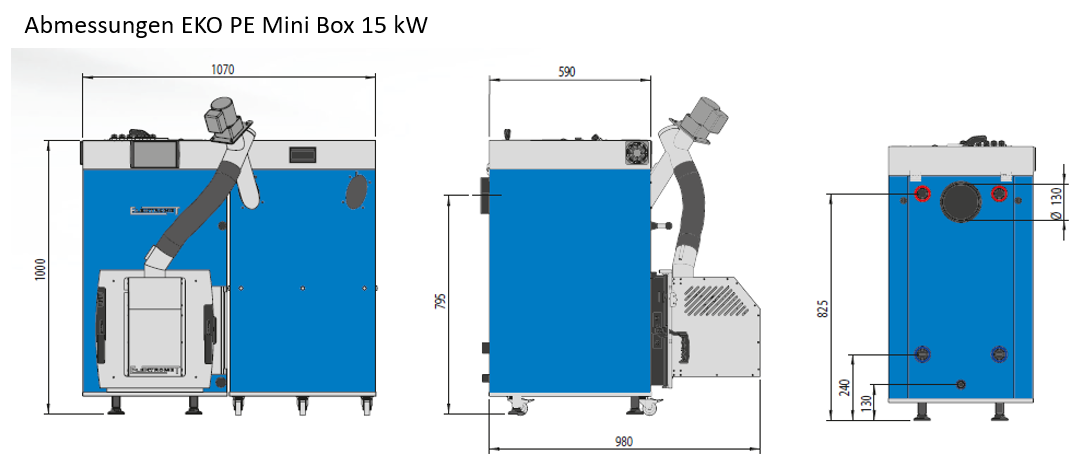Pelletkessel EKO PE Mini Box mit 15 kW inkl. Brennerreinigung