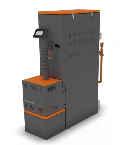 Pelletheizung Mini Biopel Tower mit Reinigungssystem von links